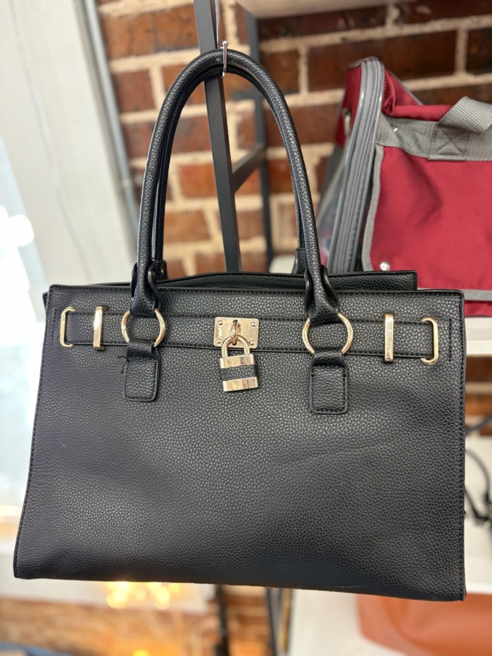 Classic Black conceal carry Satchel with Gold Padlock Accent